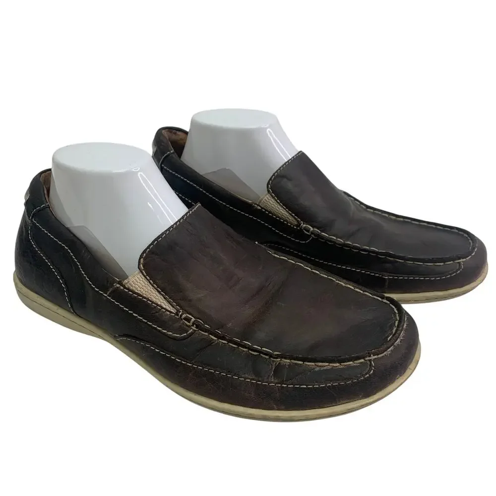 Born Mens Sz 9 Brown Leather Loafers Slip On Boat Shoes Casual Comfort